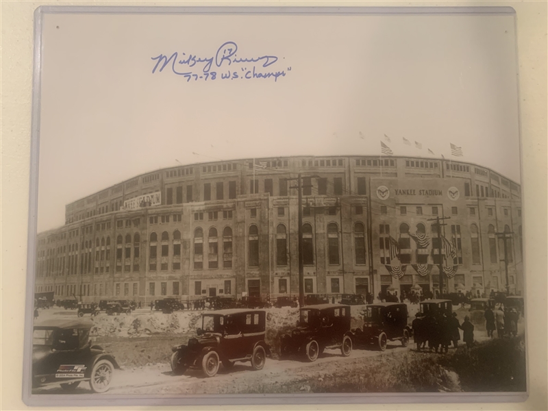 New York Yankees Mickey Rivers Signed 11x14 Old Stadium Photo With The Inscription 77-78 WSC
