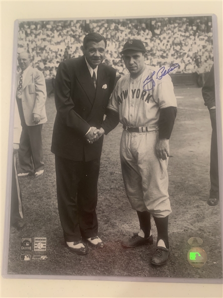  New York Yankees Yogi Berra Signed 11x14" Photo Shaking Babe Ruths Hand