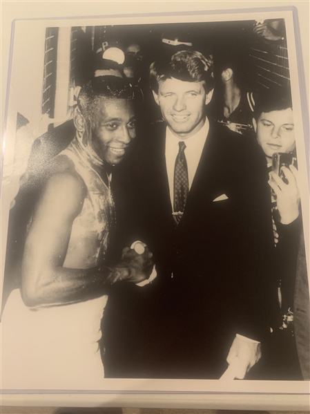 Pele & Bobby Kennedy B/W Unsigned 16x20 Photo