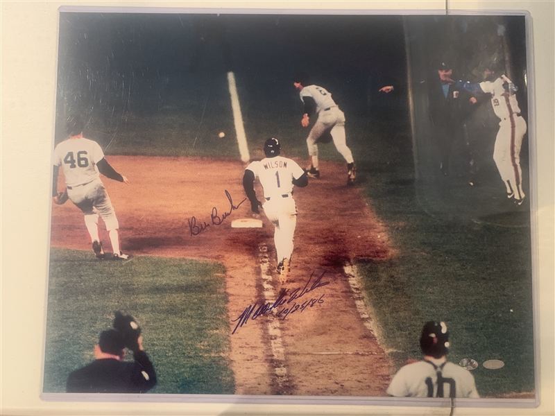 1986 World Series Mookie Wilson & Bill Buckner Dual Signed 16x20 Photo
