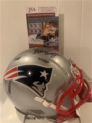 New England Patriots Retired QB Steve Grogan Signed Speed Mini Helmet (JSA Cert)