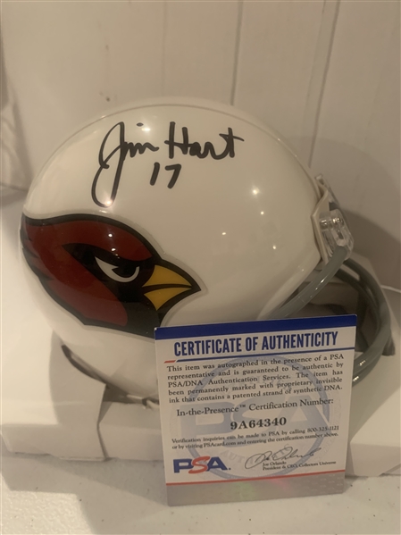  Saint Louis Cardinals Former QB Jim Hart Signed Mini Helmet (PSA Cert)