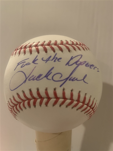 Jack Clark Signed Baseball With The Inscription Fuck The Dodgers (JSA Cert)