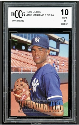  New York Yankees HOF Pitcher Mariano Rivera 1996 Ultra #105 Rookie Card BGS BCCG 10 Mint +