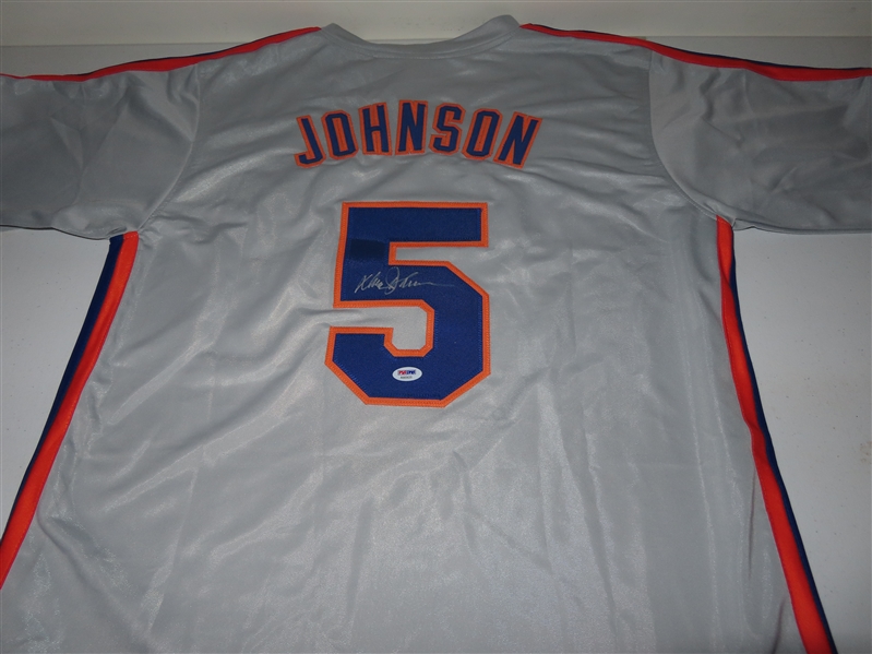 New York Mets Former Manager Davey Johnson Signed Big Apple Grey Jersey (PSA Certified)