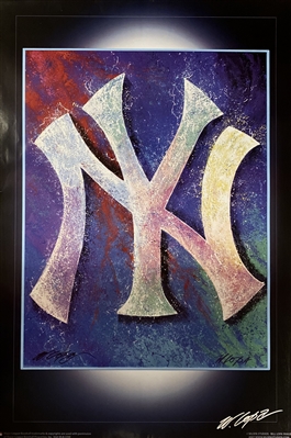 NEW YORK YANKEES LOGO FINE ART LITHOGRAPH HAND SIGNED BY ARTIST BILL LOPA