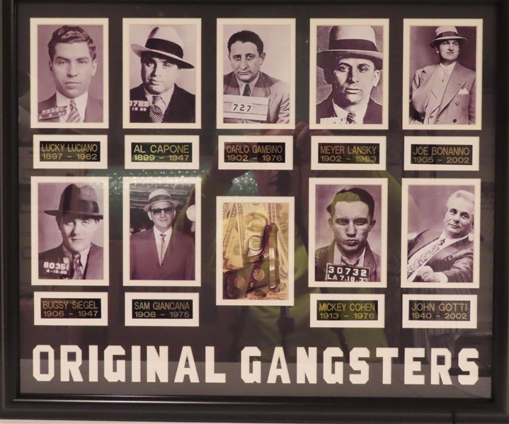 THE ORIGINAL GANGSTERS UNSIGNED FRAMED COLLAGE