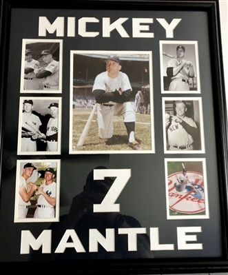 NEW YORK YANKEES MICKEY MANTLE UNSIGNED FRAMED COLLAGE