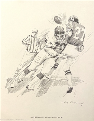 NEW YORK GIANTS GARY JETER PENCIL DRAWING SIGNED BY THE ARTIST NICK GALLOWAY
