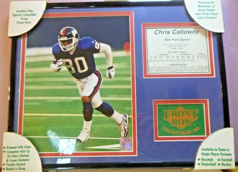 NEW YORK GIANTS CHRIS CALLOWAY UNSIGNED DOUBLE MATTED PHOTO COLLAGE FRAMED