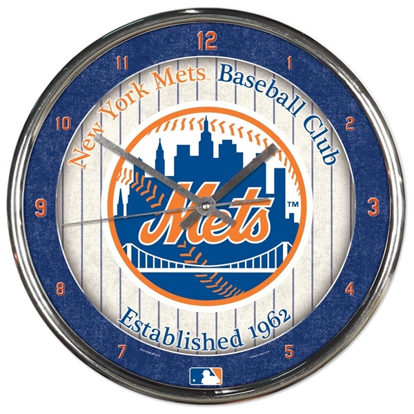New York Mets Round Chrome Clock