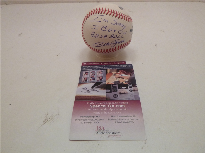 Reds Pete Rose Signed Baseball With The Inscription Im Sorry I Bet On Baseball - JSA Cert 