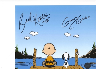 PEANUTS CHARLIE BROWN & SNOOPY SITTING ON THE DOCK 8X10 PHOTO SIGNED BY BRAD KESTEN GOOD GRIEF