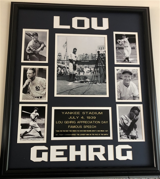 NY Yankees Lou Gehrig Unsigned Framed Collage