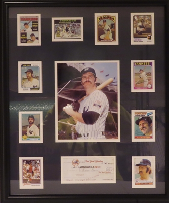 NY YANKEES THURMAN MUNSON UNSIGNED FRAMED COLLAGE