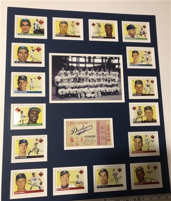 1955 BROOKLYN DODGERS UNSIGNED FRAMED COLLAGE