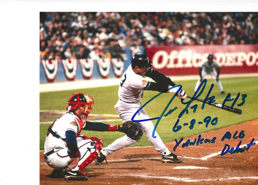 NY Yankees Jim Leyritz Signed 8x10 Photo 6-8-90 Yankees MLB Debut