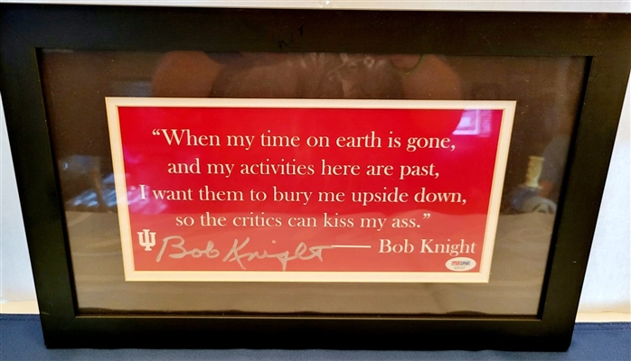 Indiana Hoosiers Bobby Knight Signed Quote Framed-PSA 