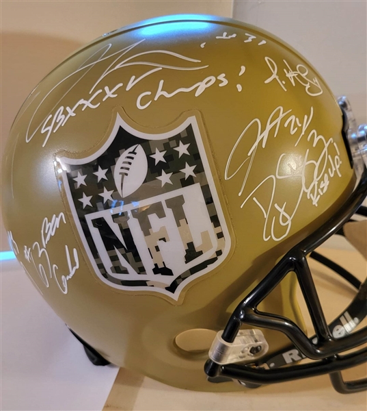 NFL Riddell Full Size Helmet Signed By 15 Players- Darrelle Revis,Justin Hardy,Jamal Lewis,Jeff Saturday and more -Beckett Full Letter