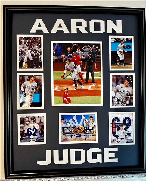 NEW YORK YANKEES AARON JUDGE 62 HR UNSIGNED FRAMED COLLAGE