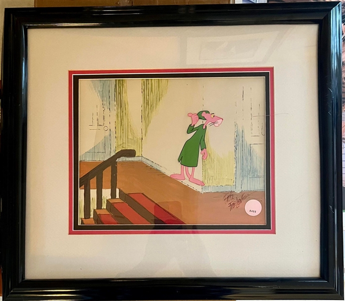 Pink Panther, original hand-painted cartoon art cell, hand signed by world famous animator Friz Freleng (deceased)