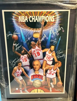 1972-73 New York Knicks NBA Champs Team Signed BRADLEY, FRAZIER, REED, MONROE +