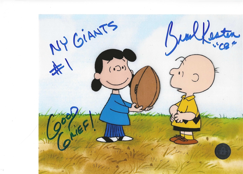 PEANUTS 8X10 PHOTO SIGNED BY THE VOICE OF CHARLIE BROWN BRAD KESTEN - NY GIANTS #1 GOOD GRIEF 