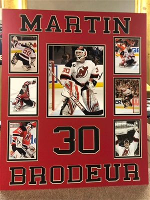 NEW JERSEY DEVILS MARTIN BRODUER UNSIGNED COLLAGE FRAMED 