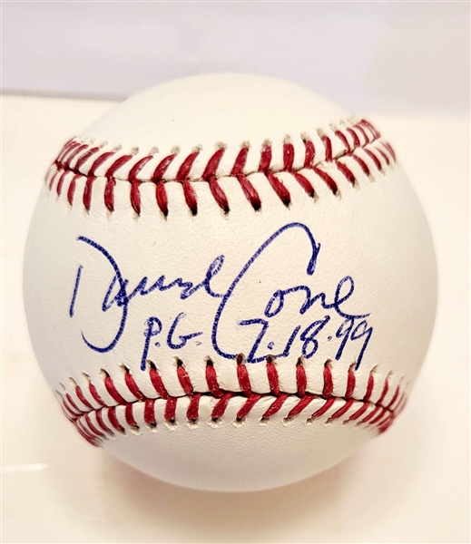 NEW YORK YANKEES DAVID CONE SIGNED BASEBALL WITH PG INSCRIPTION 