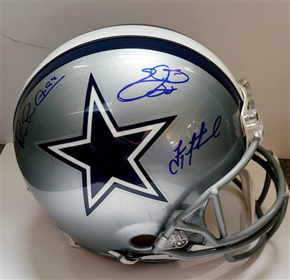 Dallas Cowboys Pro Full Size Helmet Signed By Troy Aikman,Emmitt Smith,Michael Irvin