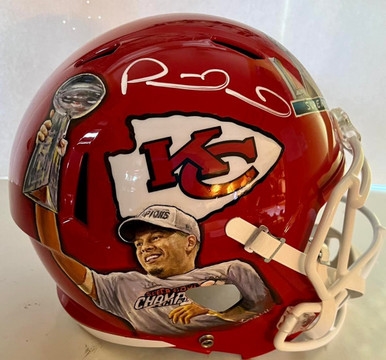 Patrick Mahomes Signed full sized helmet hand painted by artist Doo S. Oh