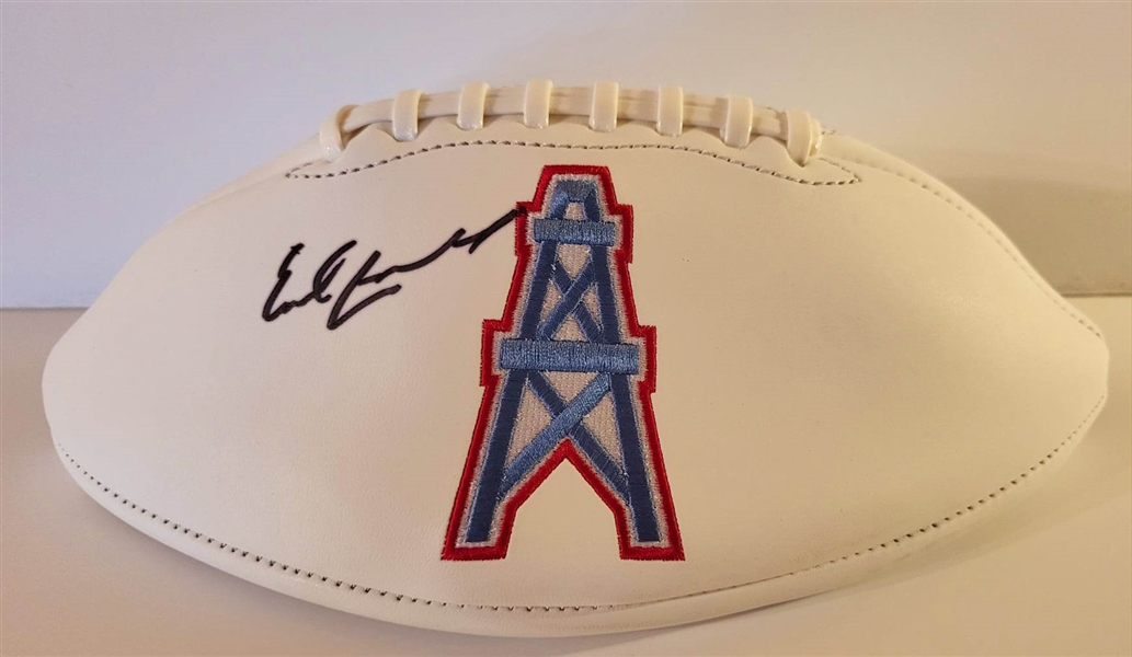 Houston Oilers Logo Football Signed By Earl Campbell JSA