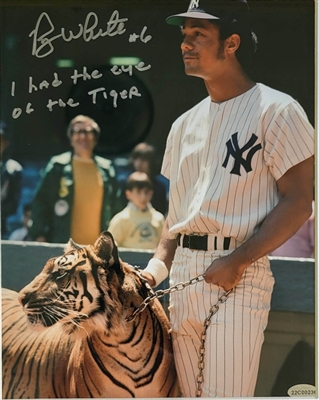 New York Yankees Roy White Signed 8x10 RARE Tiger Photo With The Inscription -I Had The Eye Of The Tiger