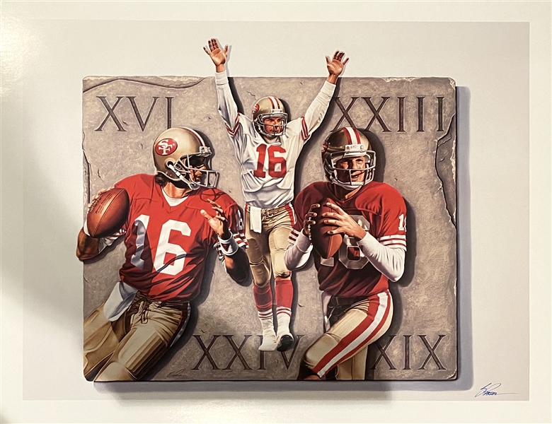 JOE MONTANA 49ERS LITHOGRAPH BY ARTIST STEVE PARSONS