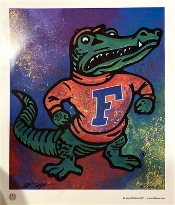 FLORIDA GATORS MASCOT LITHOGRAPH SIGNED BY THE ARTIST BILL LOPA