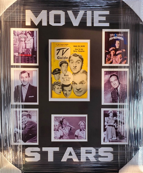 Movie Stars 1951 TV Guide Unsigned Collage Framed 22"x 27"