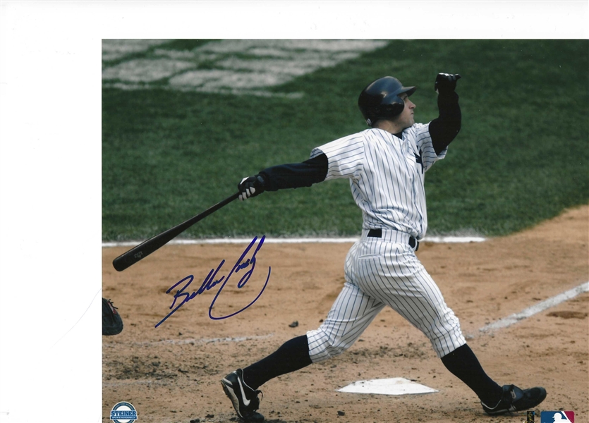 NEW YORK YANKEES BUBBA CROSBY SIGNED BATTING 8X10 PHOTO