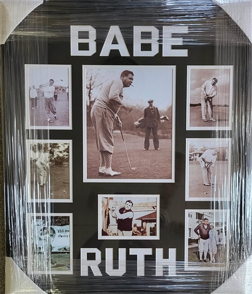 New York Yankees Babe Ruth Unsigned Golfing Framed Collage 22"x 27"