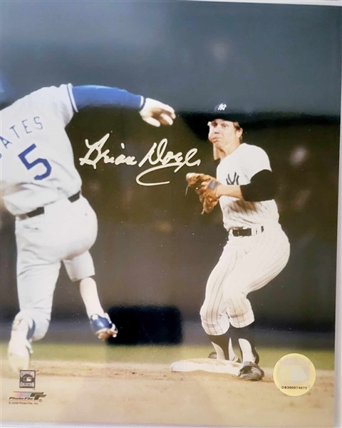 New York Yankees Brian Doyle Signed 8x10 Fielding Photo