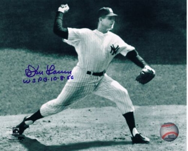 Don Larsen New York Yankees Signed 8x10 Unique Photo Inscribed WS PG 10-8-56