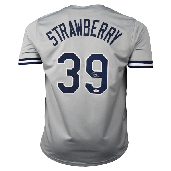 New York Yankees Darryl Strawberry Signed Grey Custom Jersey - PSA