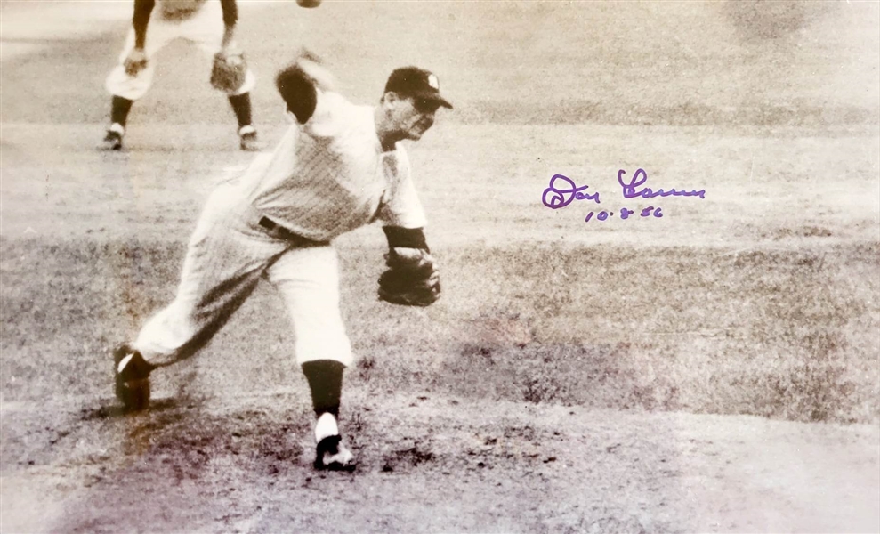 New York Yankees Don Larsen Signed 16x20 Sepia Photo 