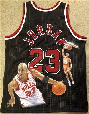 MICHAEL JORDAN ORIGINAL HAND PAINTED SIGNED JERSEY BY WORLD RENOWNED ARTIST DOO S. OH
