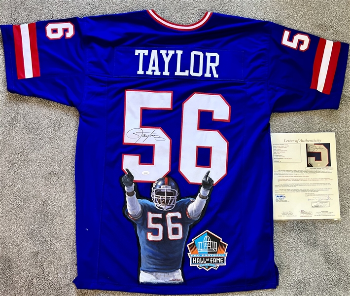 NY Giant Lawrence Taylor Hand Signed & Painted Jersey By World Renowned Artist Doo S. Oh
