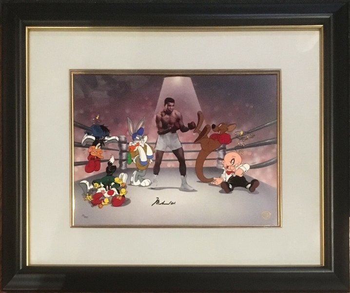 Muhammad Ali signed Warner Bros The Greatest Cel framed Autograph Wb COA LE /350