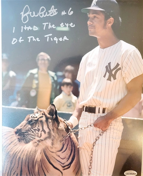 New York Yankees Roy White Signed Rare 8x10 Tiger Photo With Inscription I Had The Eye Of The Tiger 