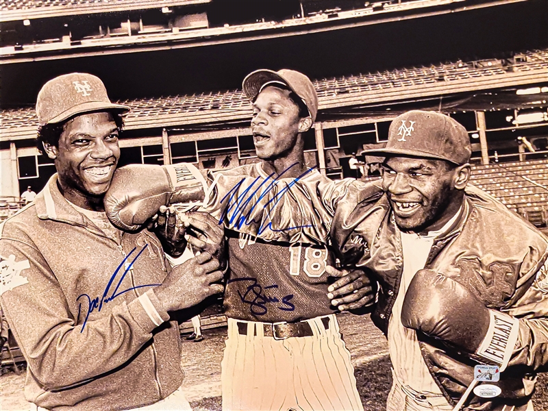 Mike Tyson, Dwight "Doc" Gooden and Darryl Strawberry Autographed 16x20 Photo New York JSA