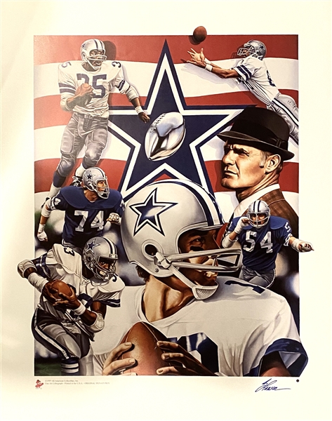 DALLAS COWBOYS FINE ART SERIGRAPH 1997 AMERICAS TEAM BY ARTIST STEVE PARSONS