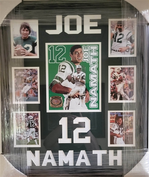 New York Jets Joe Namath Unsigned Framed Collage 22"x 27"