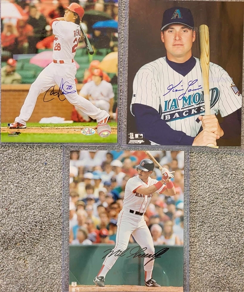 3 Signed Baseball Photos - Redsox Mike Greenwell, Colby Rasmus, Karim Garcia 